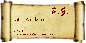 Pahr Zalán névjegykártya